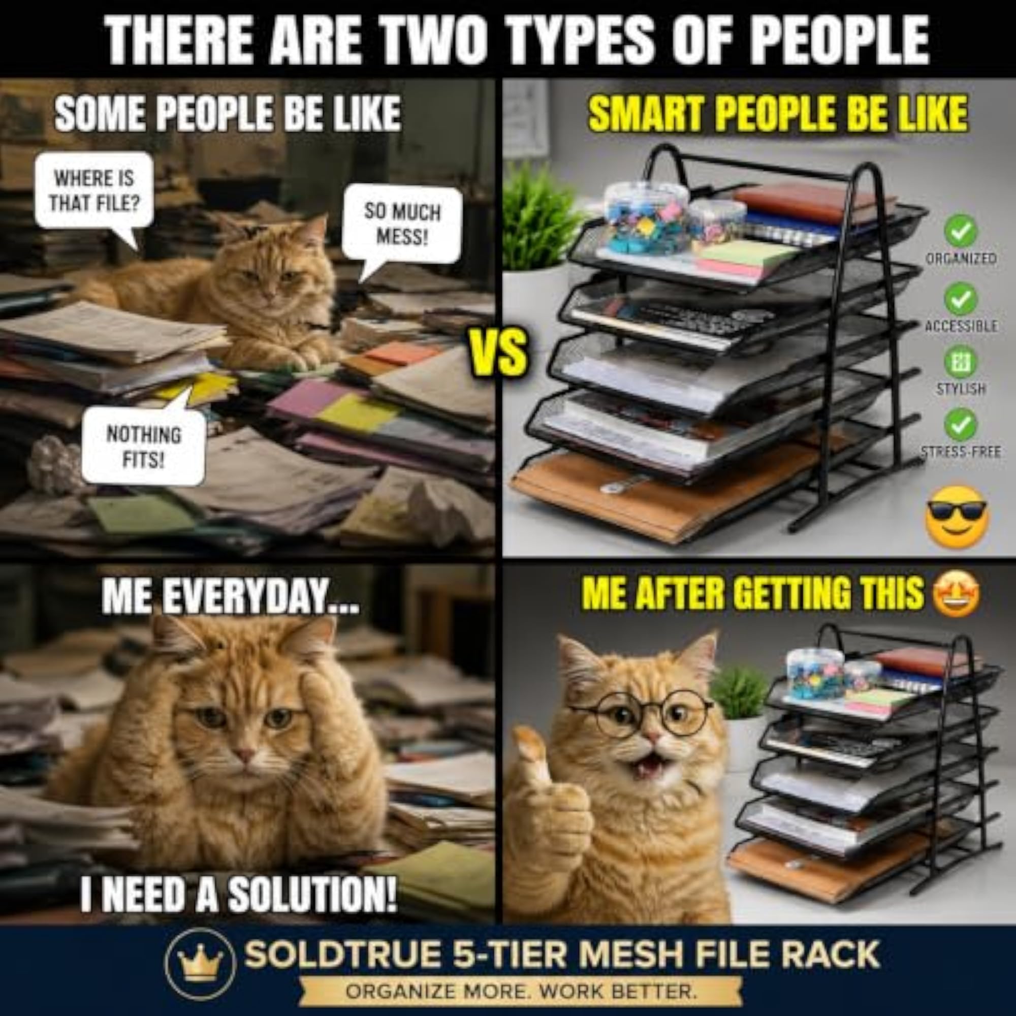5 Tier Mesh Metal Desk Organiser for A4 Papers and Documents